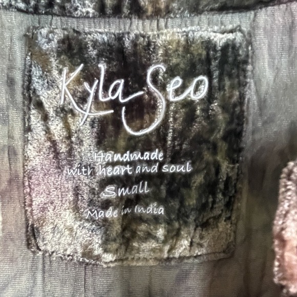 Kyla Seo Blair Blouse S Velour Deep Ocean Tie Dye Boho Resortwear Luxe - Picture 7 of 7